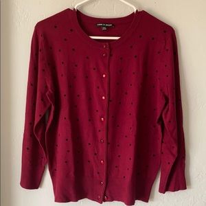 Red with black polka dot sweater